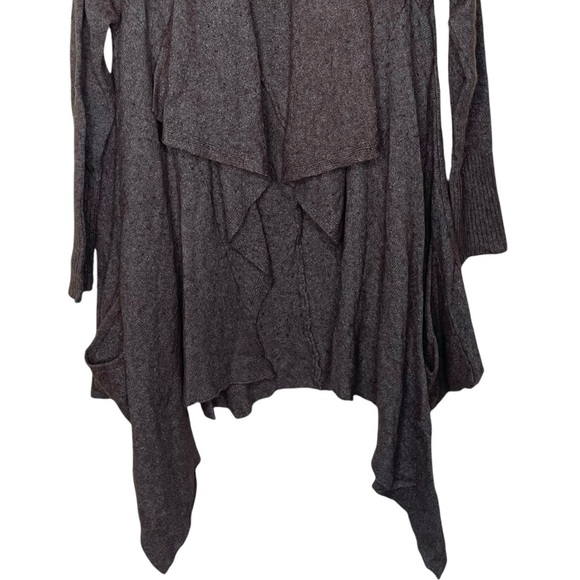 Free People Open Waterfall Cardigan Wool Angora Taupe Large - Picture 9 of 14